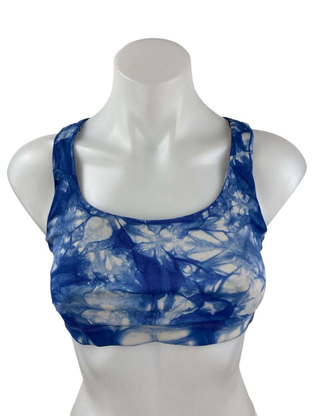 Lululemon Shibori Energy Blue Tie Dye Crossback Sports Bra Crop Tank Top Size 4